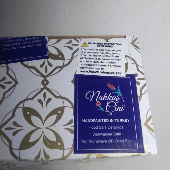 2 Artisan Nakkas Cini Turkish Ceramic Coffee Mugs Hand-Painted 4" Tall NEW BOX - Picture 9 of 9